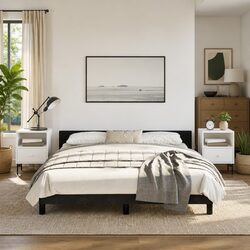 Queen Bed Frame Specifications: Black Velvet Headboard