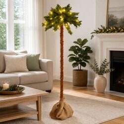 210 cm Green Artificial Christmas Tree with Integrated LEDs