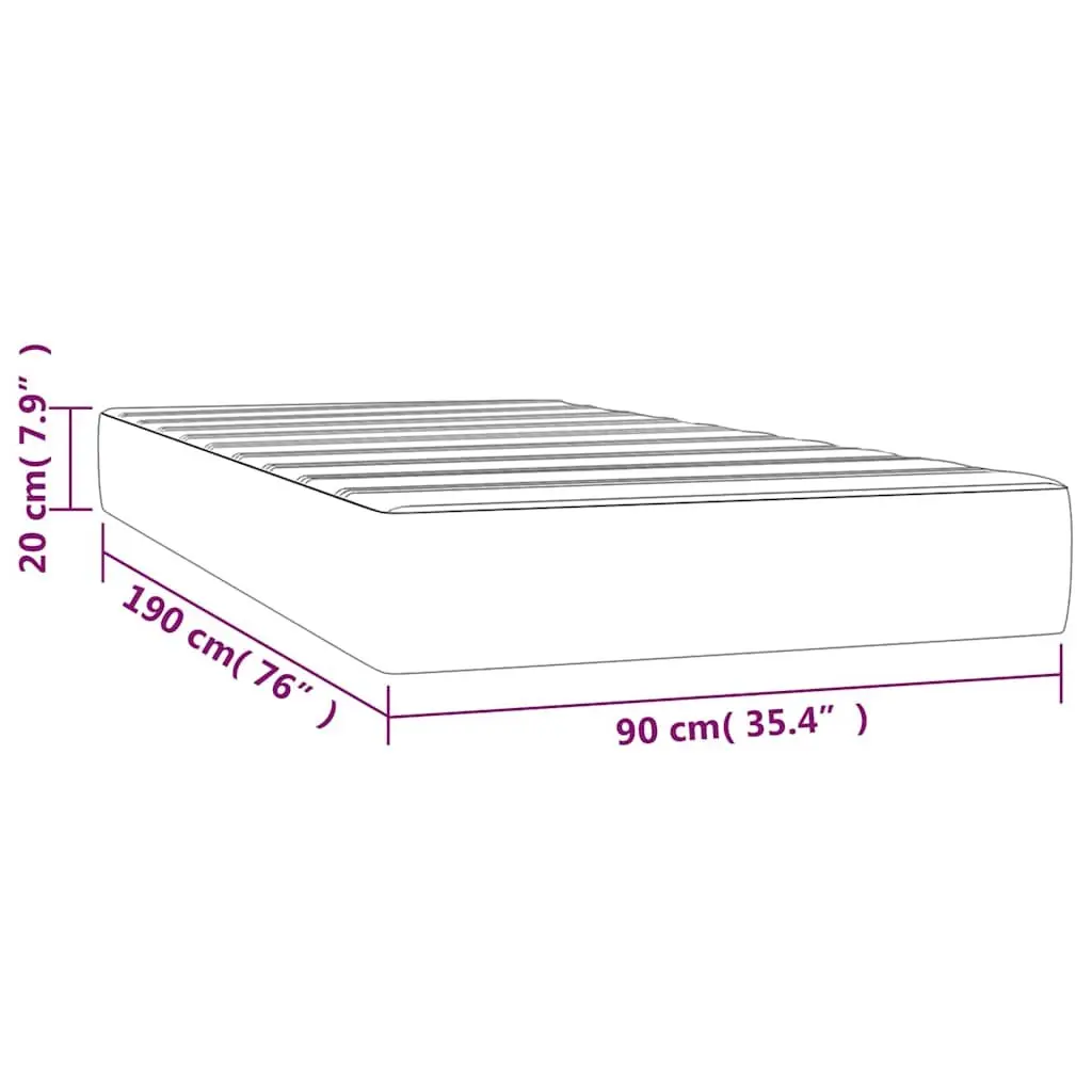 Pocket Spring Mattress Medium Support Black Fabric 90x190x20cm