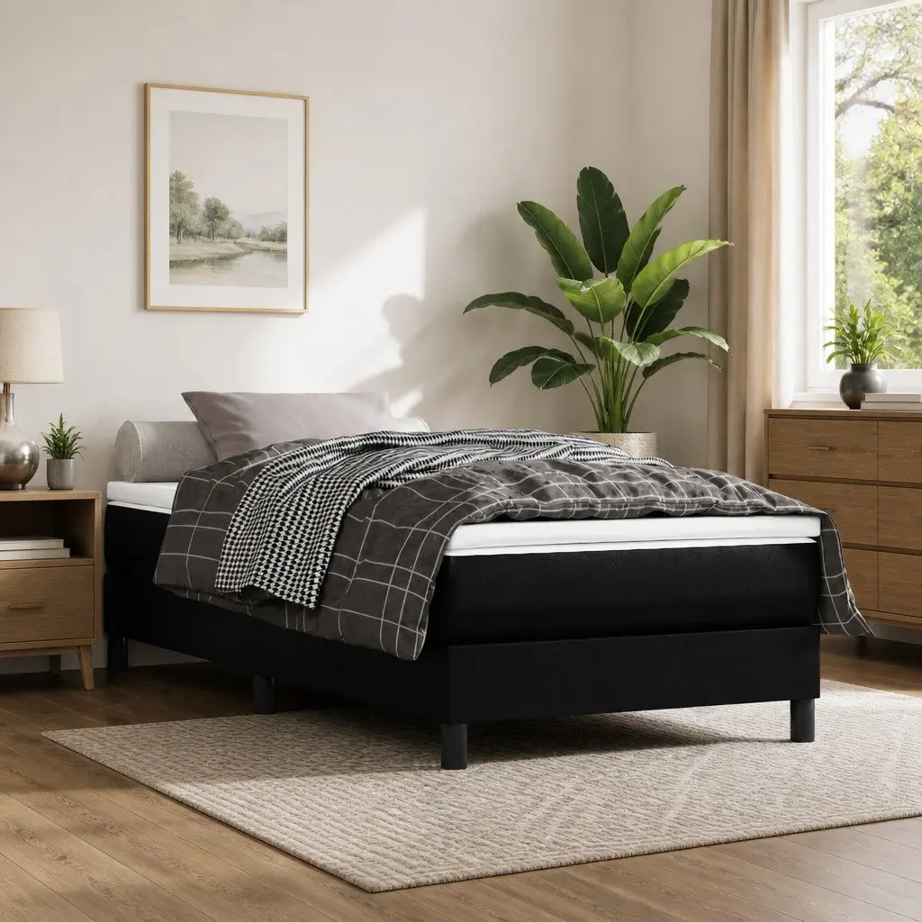 Pocket Spring Bed Mattress for Bedroom Medium Firmness Black Faux Leather 90x190x20cm