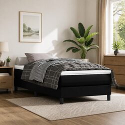 Pocket Spring Bed Mattress: Black Faux Leather 90x190x20cm