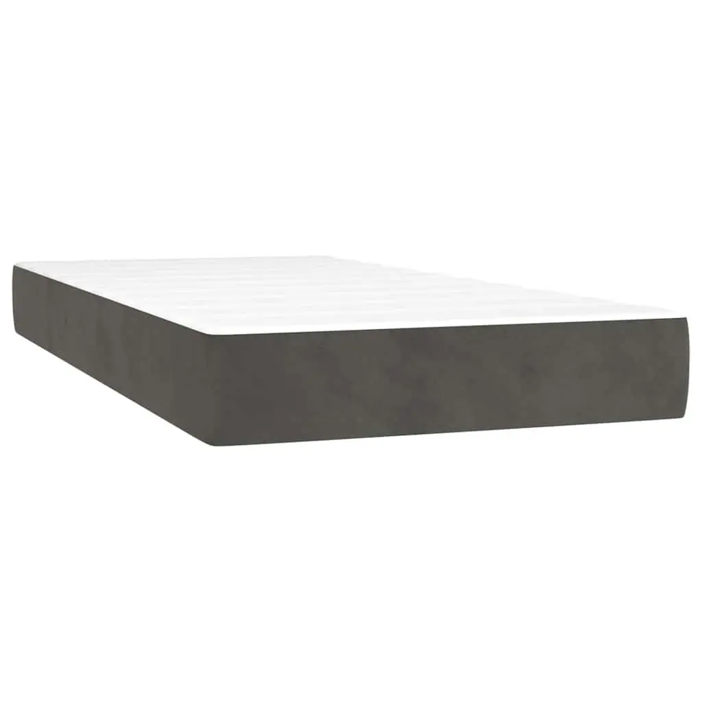 Pocket Spring Bed Mattress Medium-Firm Support Grey Velvet 90x190x20cm