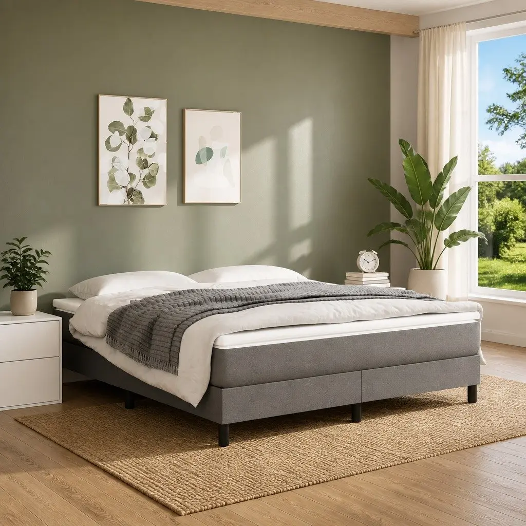Medium Firm Pocket Spring Mattress Grey Queen Size 152x203cm Fabric