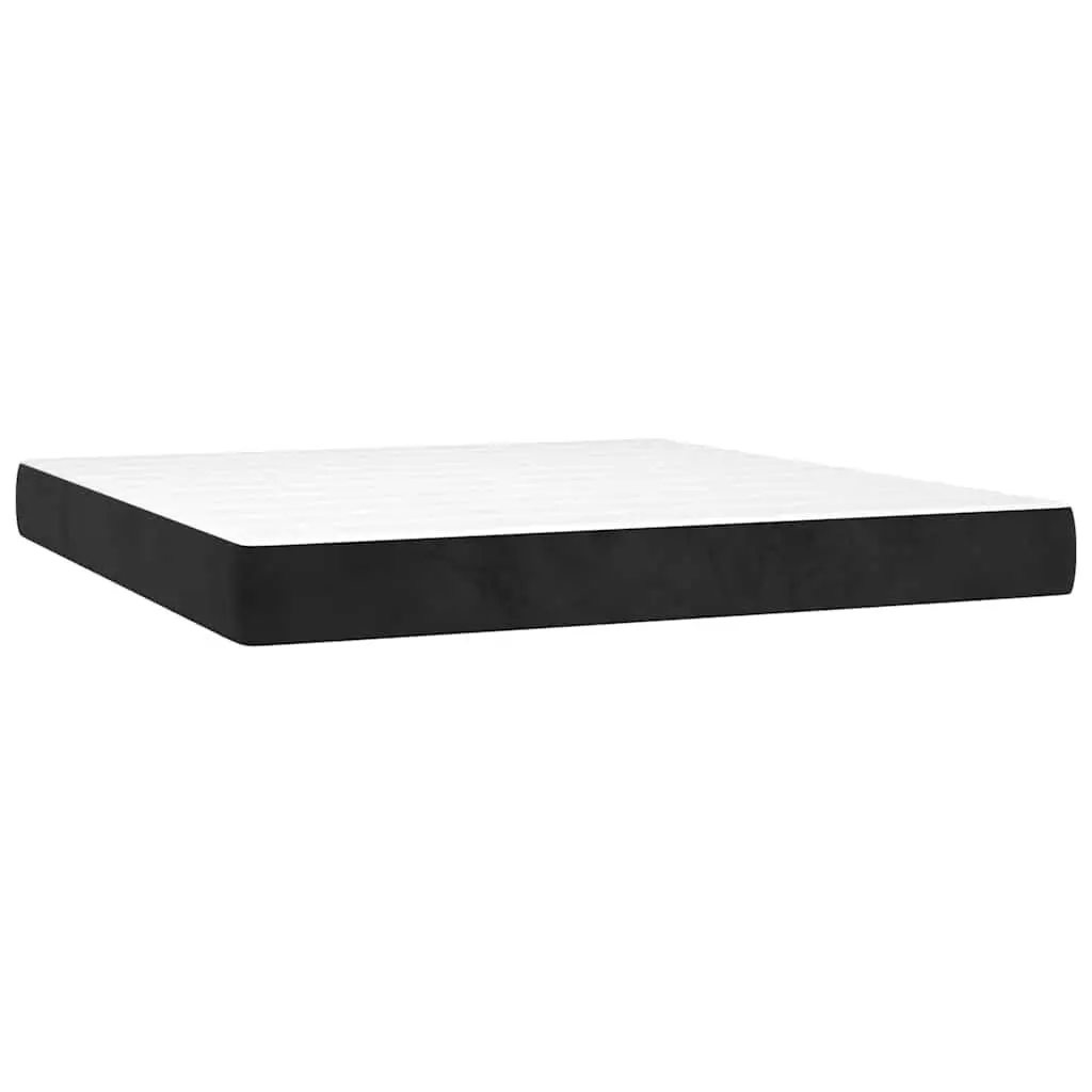 Pocket Spring Bed Mattress for Sleep Queen Size Medium Firmness Black Velvet 153x203x20cm