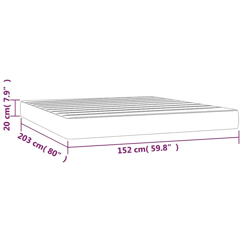 Pocket Spring Bed Mattress for Sleep Queen Size Medium Firmness Black Velvet 153x203x20cm