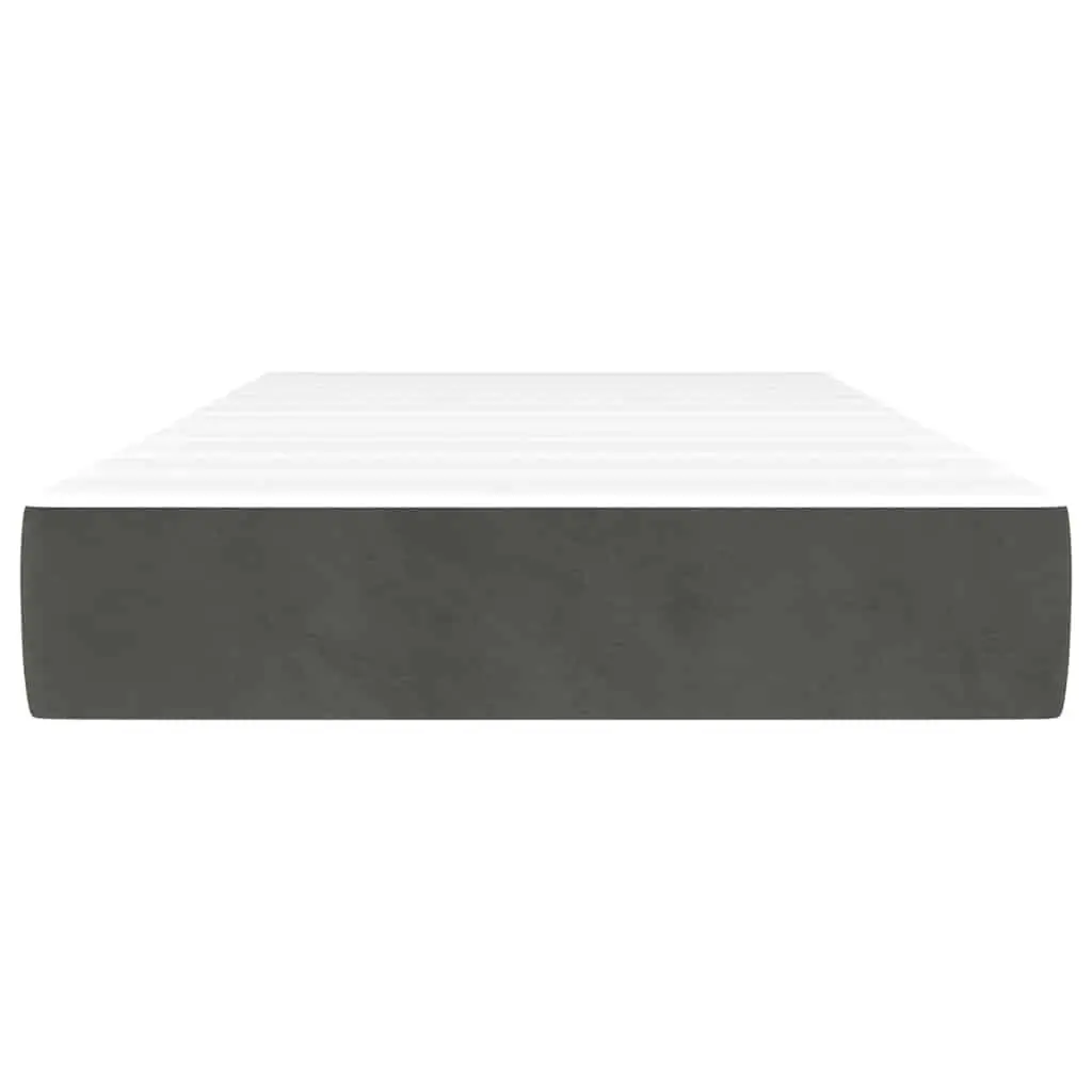Pocket Spring Bed Mattress Super Single Grey Medium-Firm Support Velvet