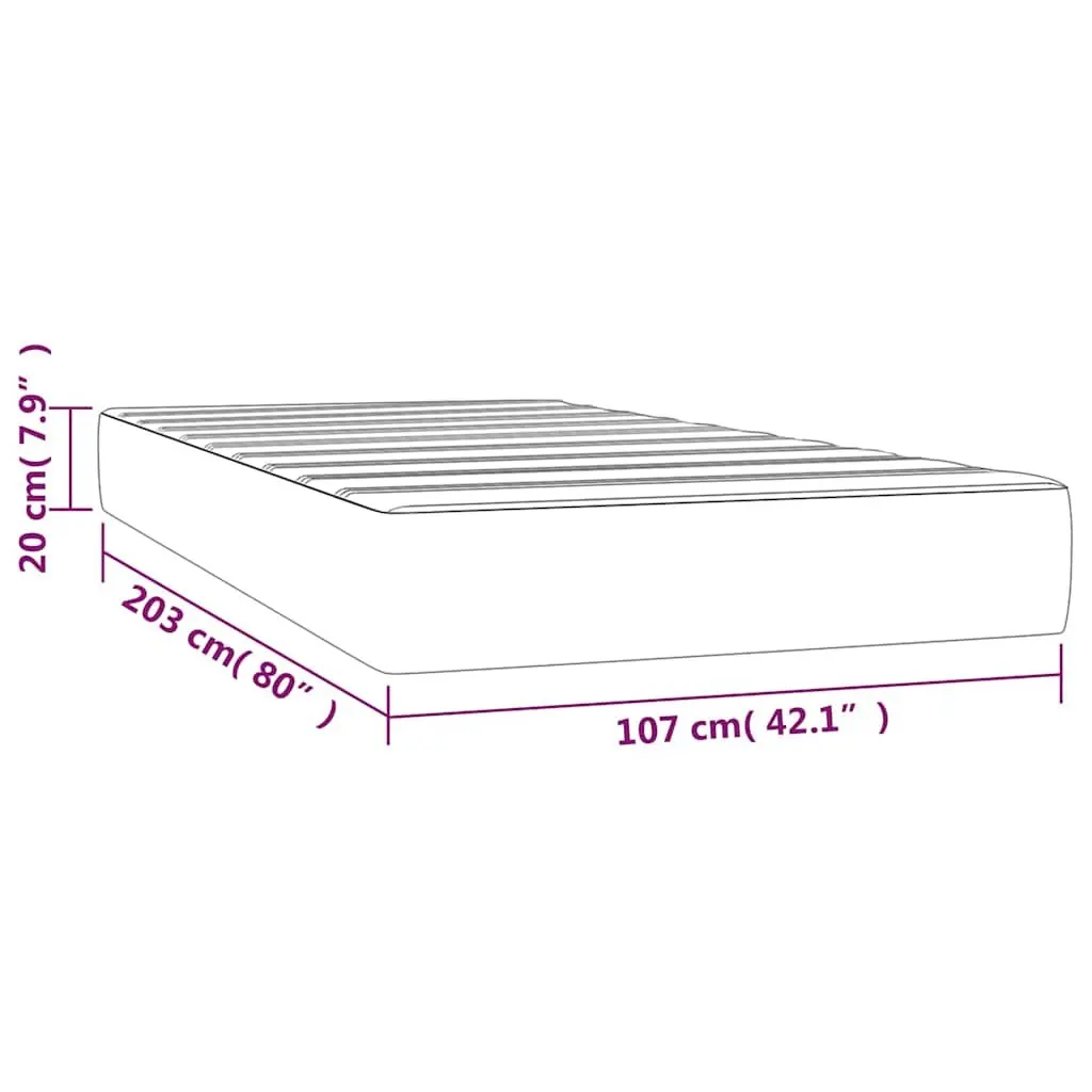 Pocket Spring Bed Mattress Super Single Grey Medium-Firm Support Velvet