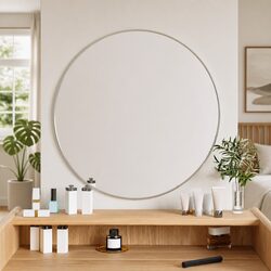 Round Silver Wall Mirror - 60cm Diameter, Glass, PVC Frame