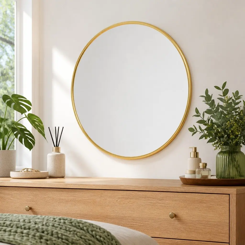 30cm Round Gold Wall Mirror