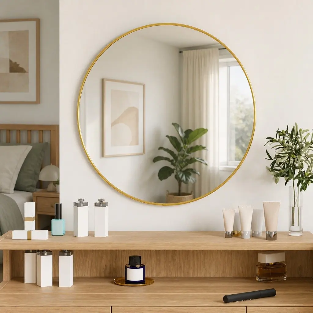 Gold Round Wall Mirror 50 cm