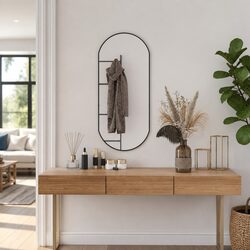 Black Oval Wall Mirror - 90 x 40 cm, PVC Frame