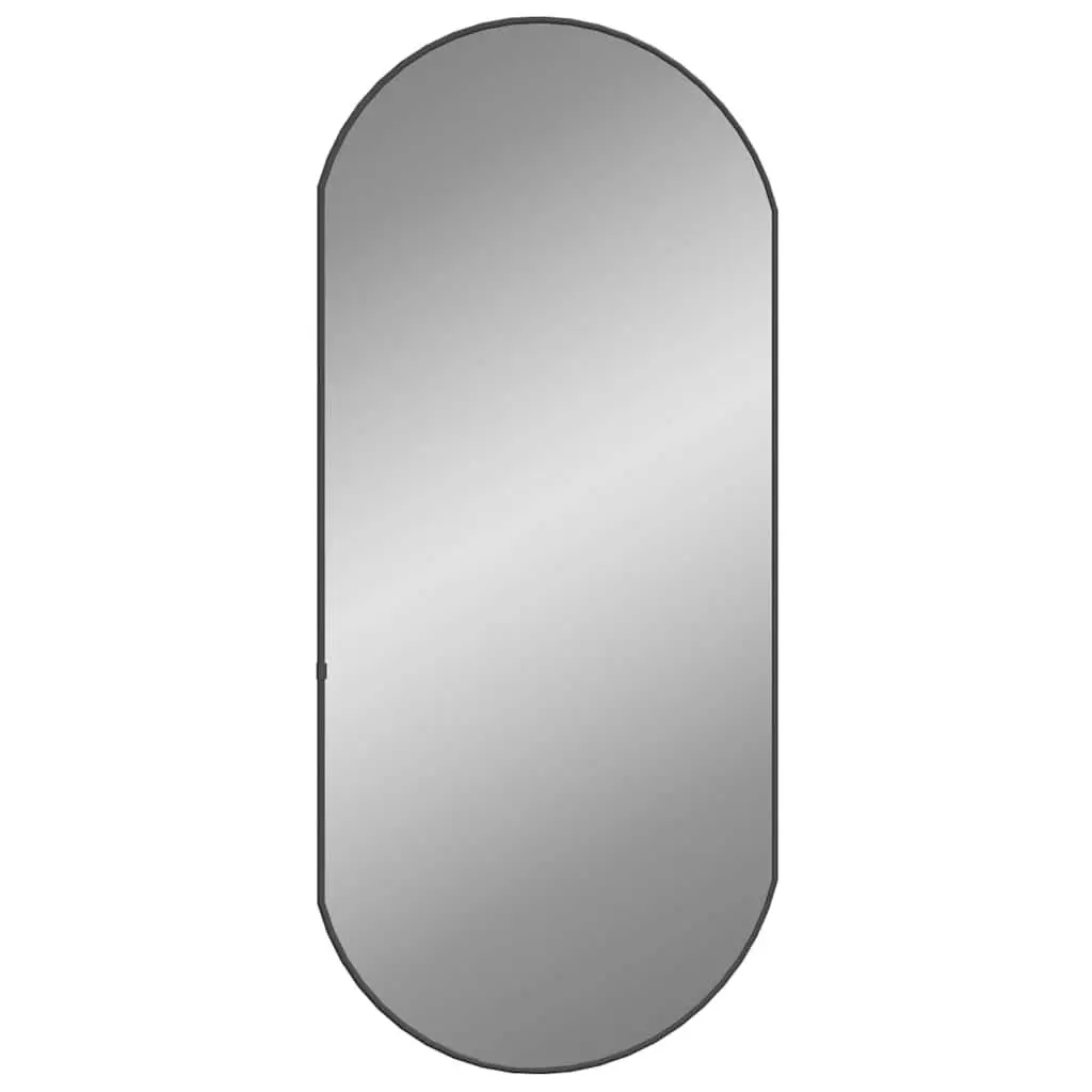 Wall Mirror Black 90x40 cm Oval Glass PVC Frame Vanity Bathroom Bedroom Home