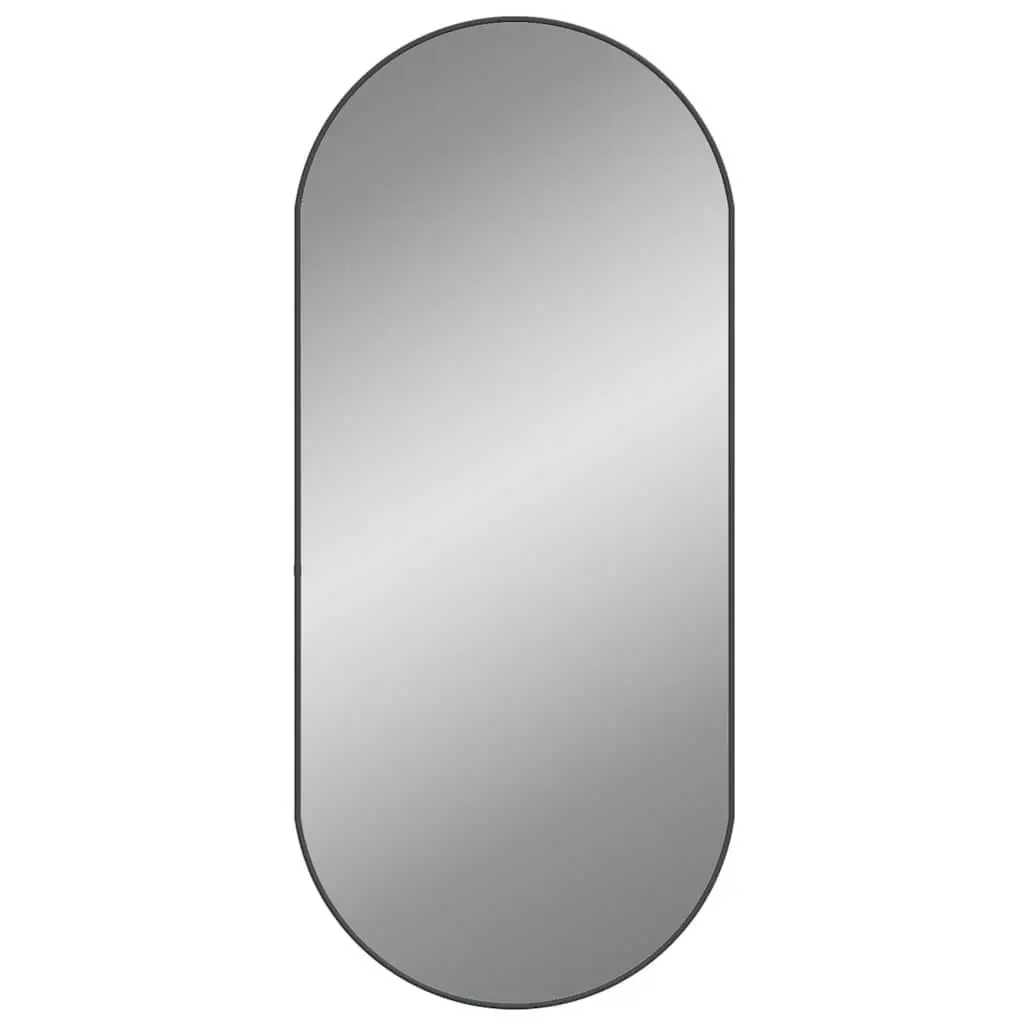 Oval Wall Mirror Black 100x45 cm Glass PVC Frame Vanity Bedroom Bathroom Decor