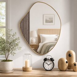 Gold Wall Mirror 60x50 cm with PVC Frame and Glass Face