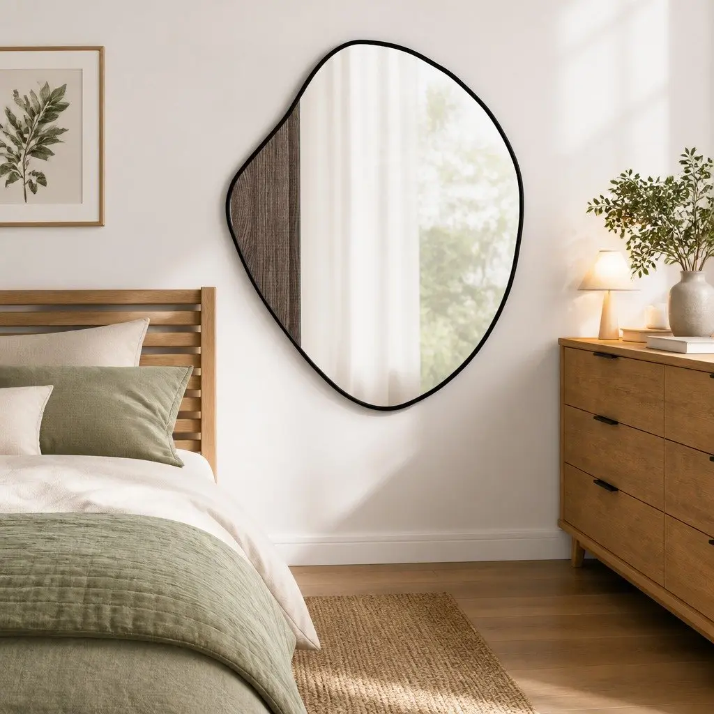 Wall Mirror Black 60x50 cm Glass for Bathroom Bedroom Hallway Home Decor