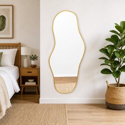 Gold Wall Mirror - 90x40 cm Size with Glass Surface