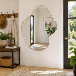 60x50 cm Gold Wall Mirror with Glass and PVC Frame