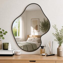 60x50 cm Black Wall Mirror with Glass and PVC Frame