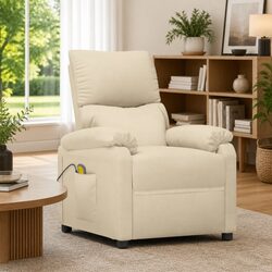 Electric Massage Chair: Cream, 6 Massage Points, 3 Positions