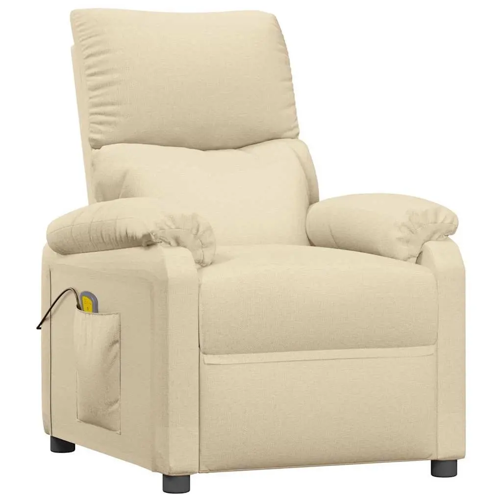 Electric Massage Chair Living Room Cream Fabric 3 Positions 6 Massage Points