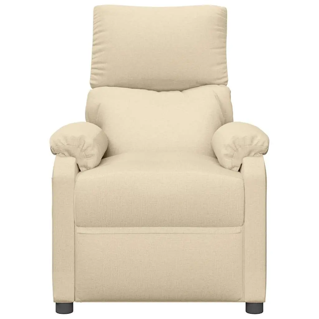 Electric Massage Chair Living Room Cream Fabric 3 Positions 6 Massage Points