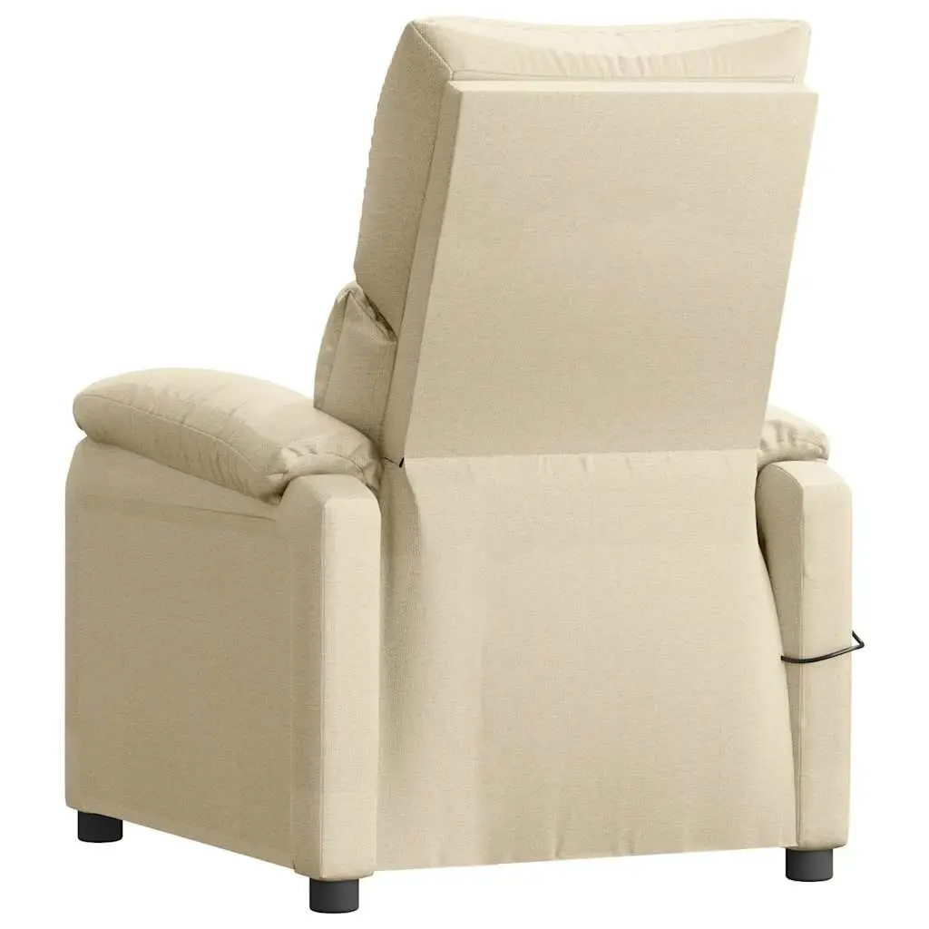 Electric Massage Chair Living Room Cream Fabric 3 Positions 6 Massage Points