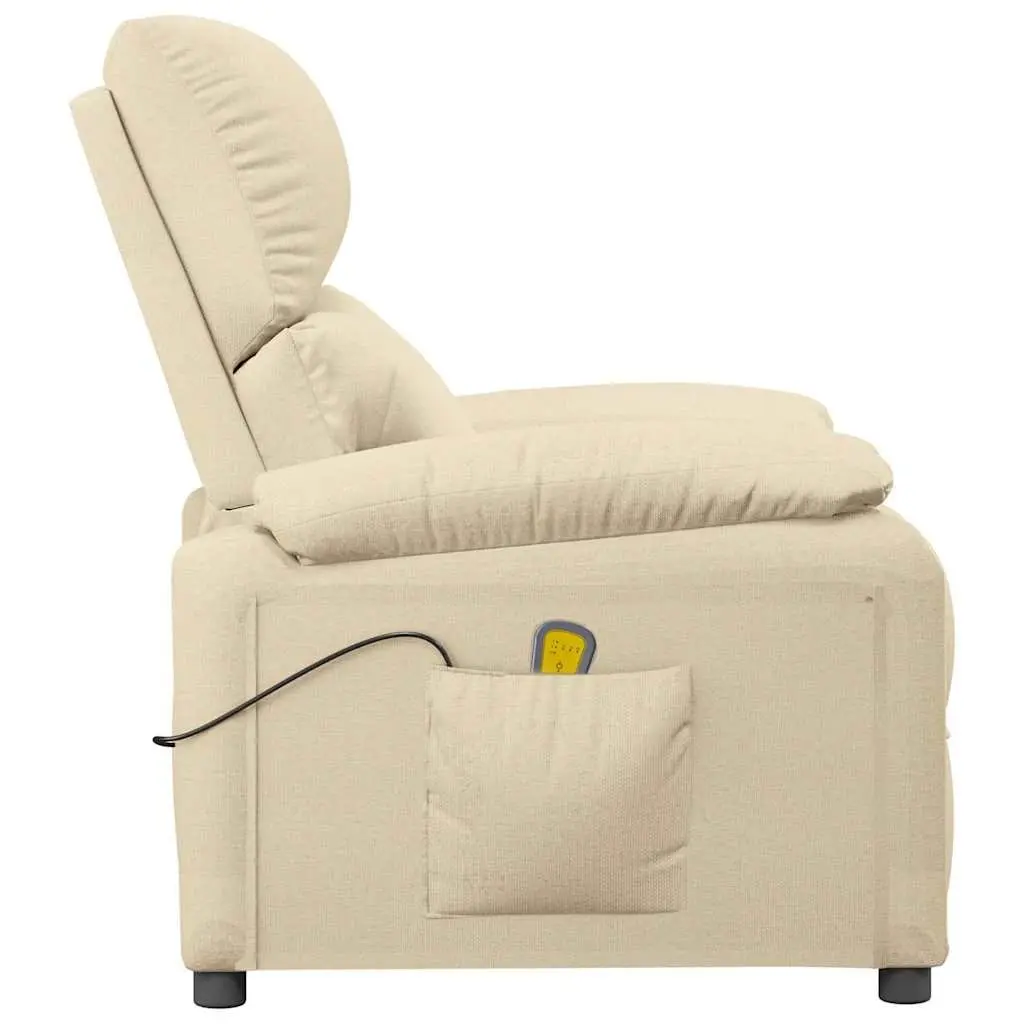 Electric Massage Chair Living Room Cream Fabric 3 Positions 6 Massage Points