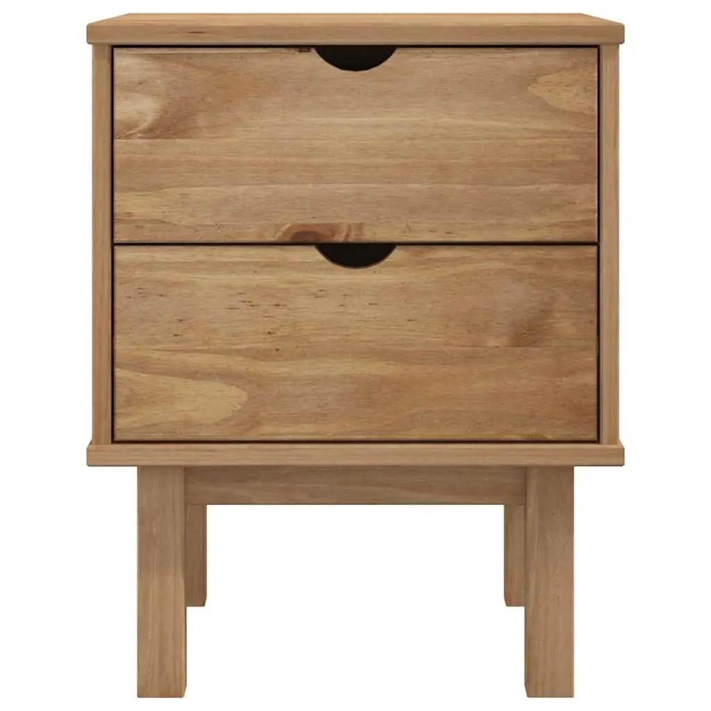 Bedside Cabinet Solid Pine Wood Nightstand Storage Drawers 45x39x57cm Brown