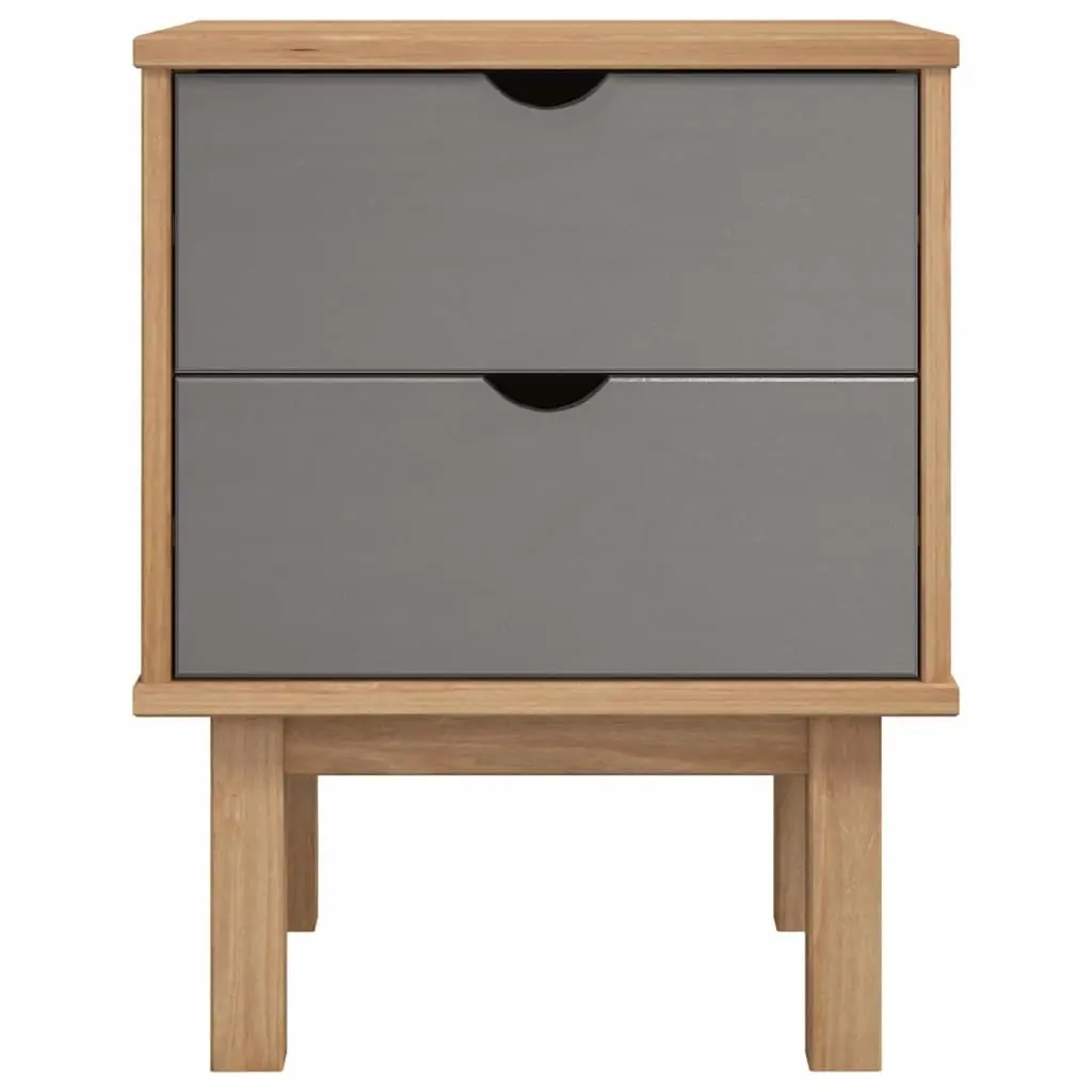 Bedside Cabinet Solid Pine Wood Scandinavian Nightstand Two Drawers Storage