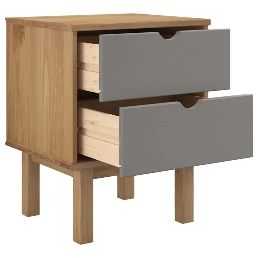 Bedside Cabinet Solid Pine Wood Scandinavian Nightstand Two Drawers Storage