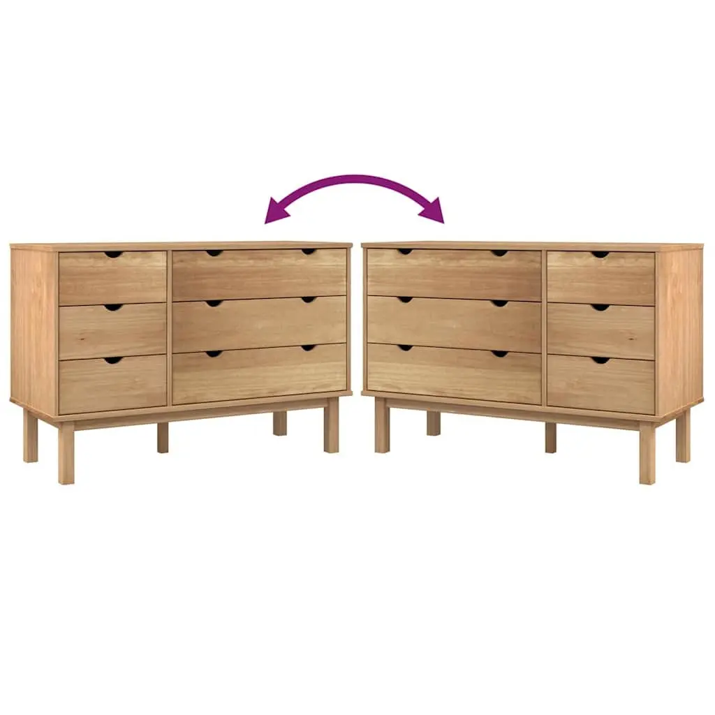 Drawer Cabinet 6 Drawers Solid Pine Wood Storage Chest Brown Scandinavian Style