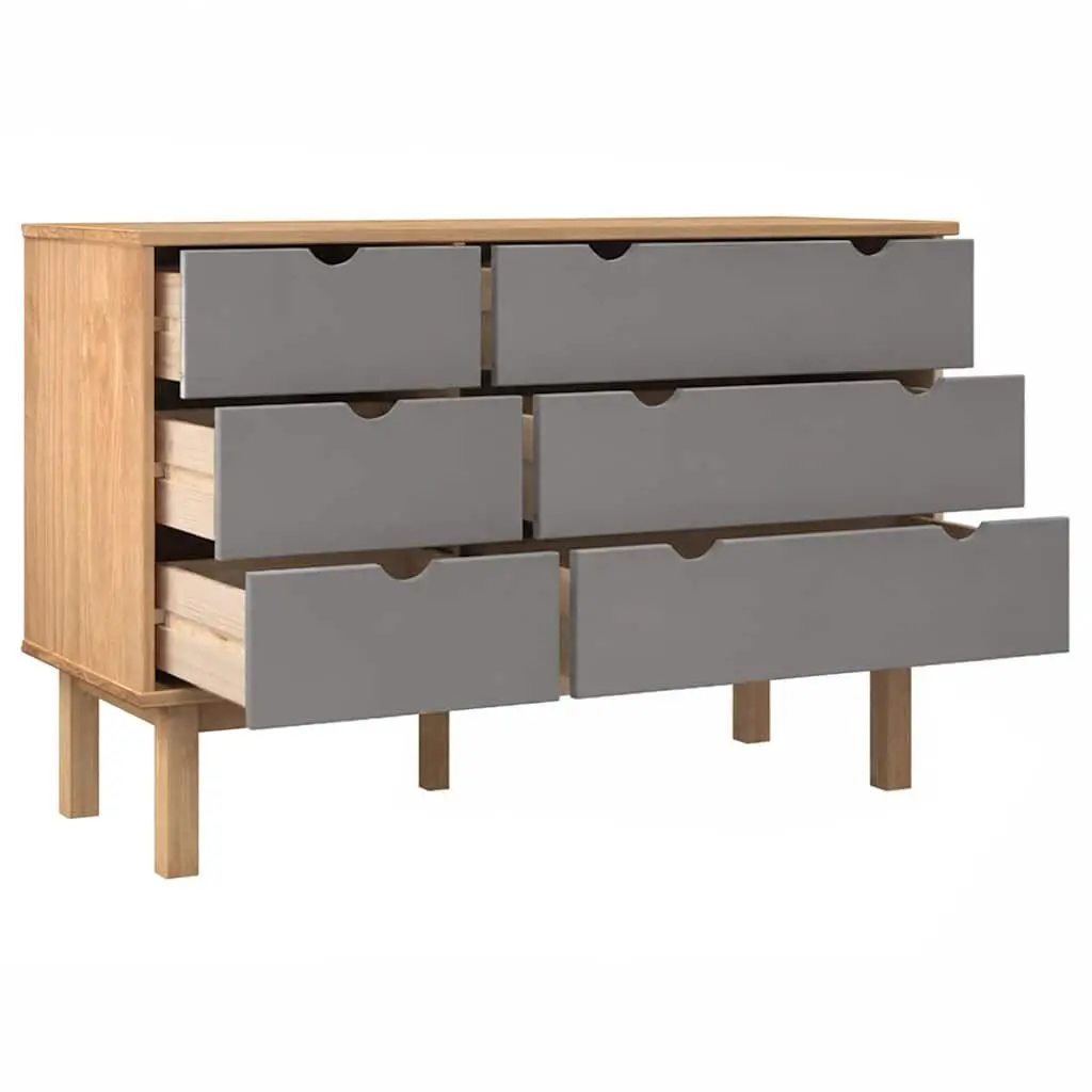 Drawer Cabinet Chest of Drawers Grey Solid Pine Wood Storage Organizer 6 Drawer