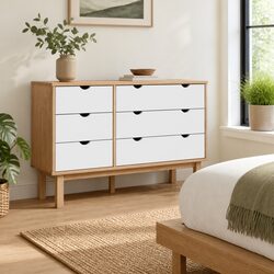 6-Drawer Solid Pine Wood Cabinet Dimensions 111x43x73.5 cm