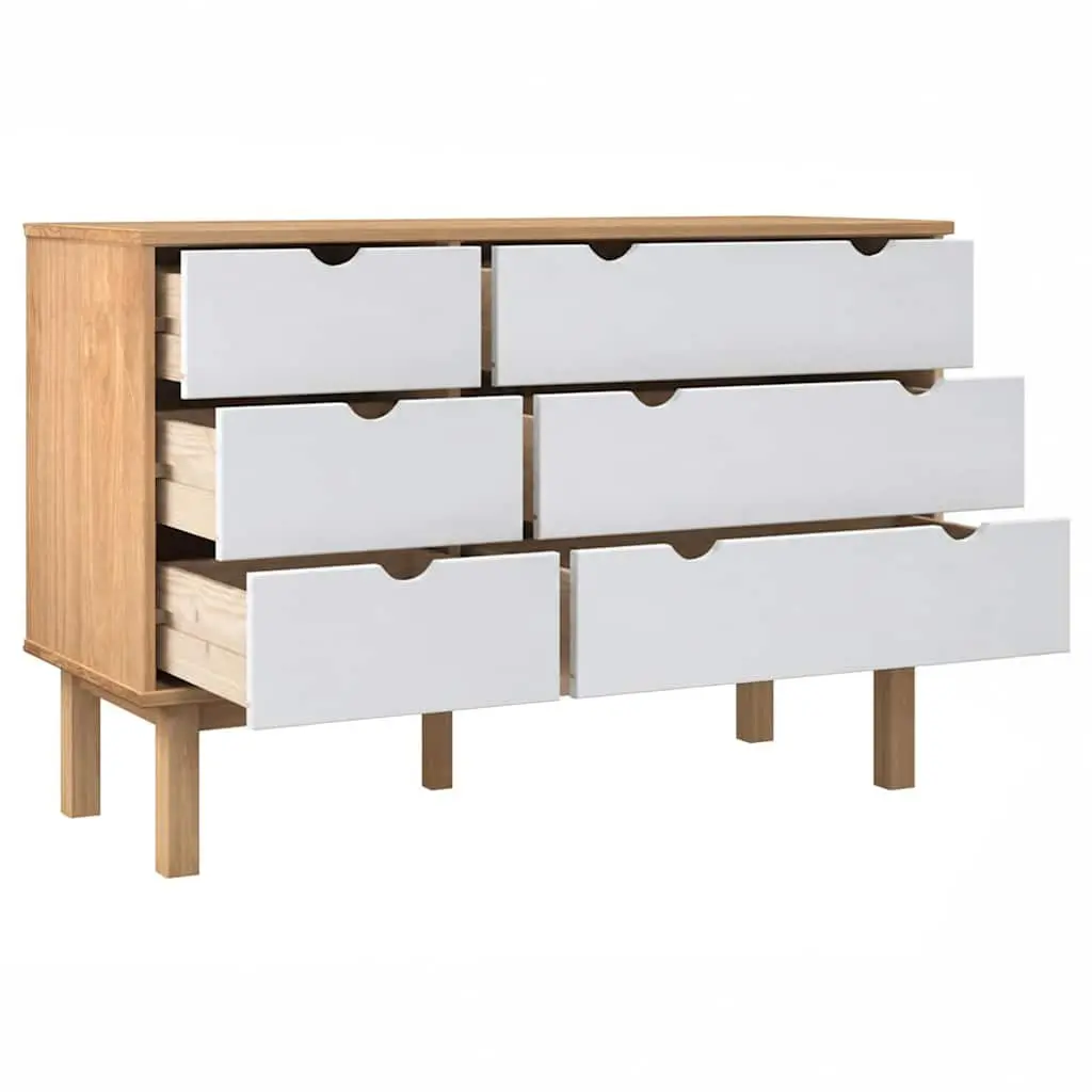 Drawer Cabinet Chest of Drawers 6 Storage Drawers Scandinavian Style Home 111x43x73.5cm
