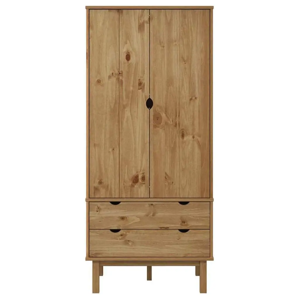 Wooden Wardrobe Storage Cabinet 76.5x53x172cm Solid Pine Scandinavian Design