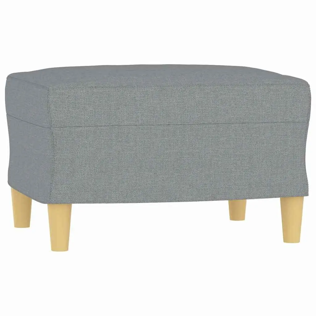 Footstool Light Grey 60x50x41 cm Fabric Ottoman Pouf Living Room Rest Seat