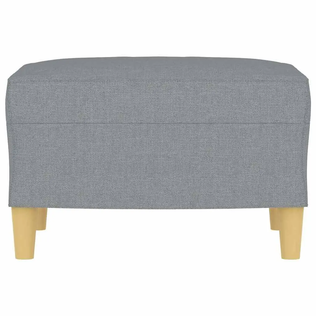Footstool Light Grey 60x50x41 cm Fabric Ottoman Pouf Living Room Rest Seat