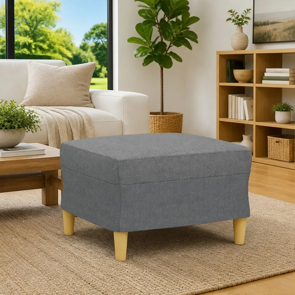 Footstool Dark Grey 60x50x41 cm Fabric Rest Seat Ottoman Furniture
