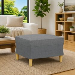 Footstool Dark Grey 60x50x41 cm Fabric Rest Seat Ottoman Furniture