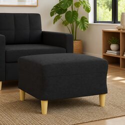 Footstool Dimensions: 60 x 50 x 41 cm, Black Fabric