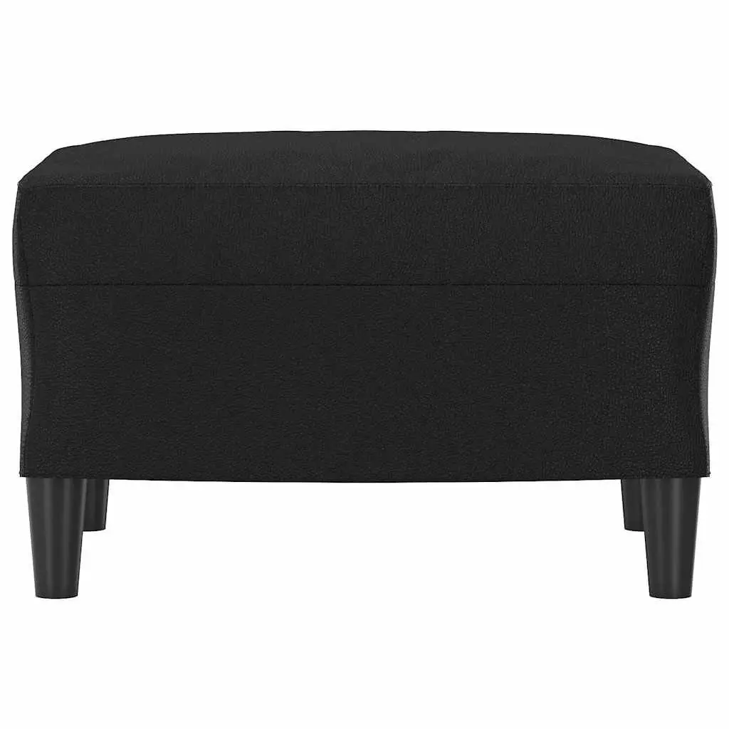 Footstool Living Room Black Faux Leather 60 x 50 x 41 cm