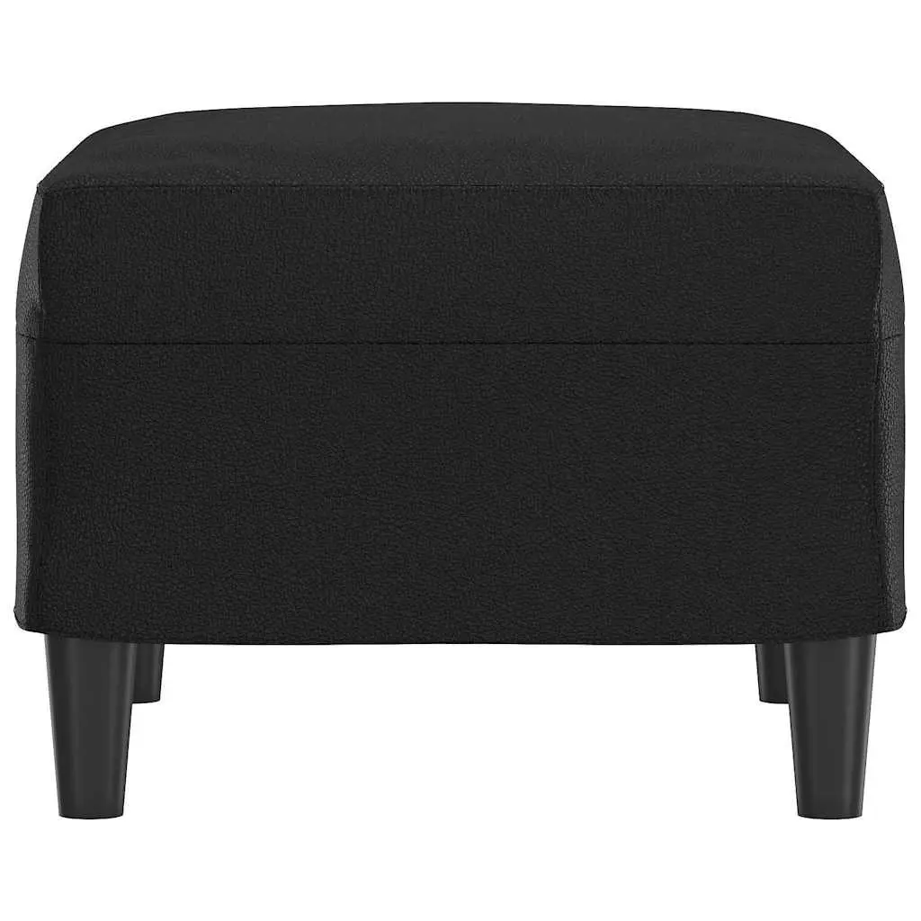 Footstool Living Room Black Faux Leather 60 x 50 x 41 cm
