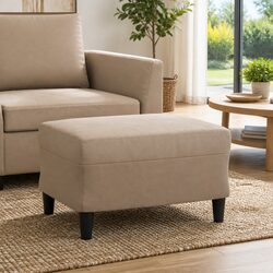 Compact Brown Faux Leather Footstool - Dimensions 60 x 50 x 41 cm