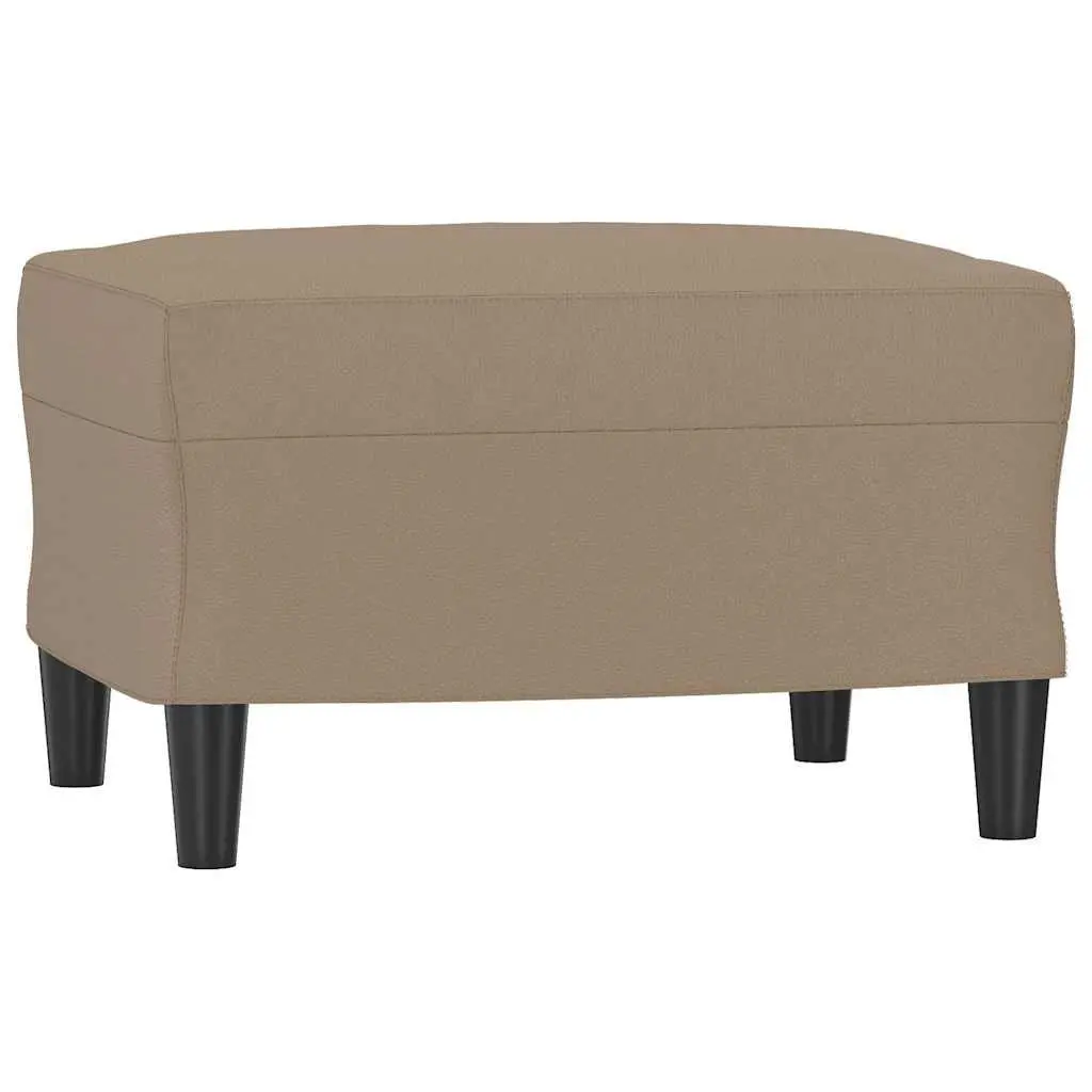 Footstool Brown Faux Leather Foot Rest Ottoman Compact Living Room Size