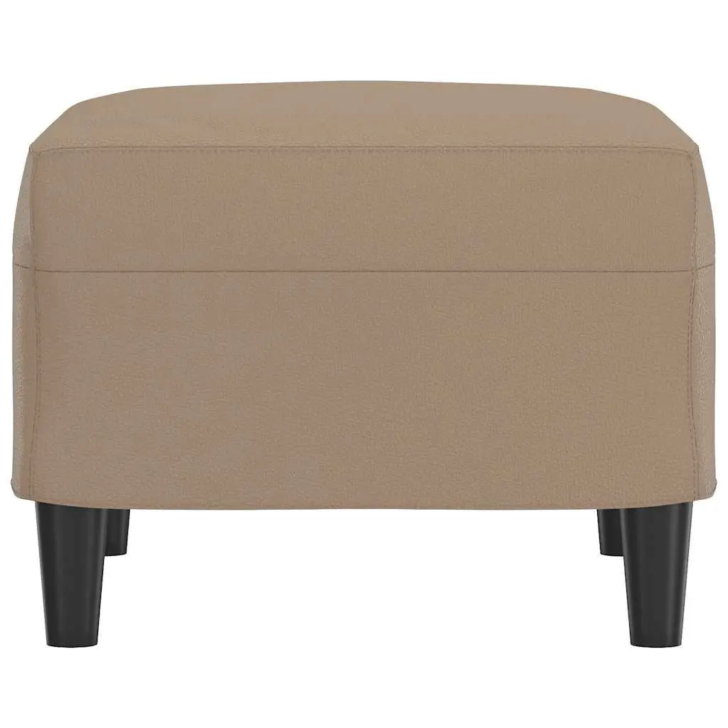 Footstool Brown Faux Leather Foot Rest Ottoman Compact Living Room Size
