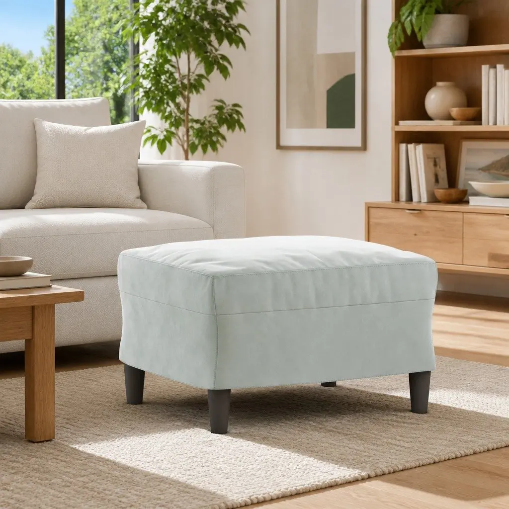 Footstool Grey Velvet Upholstered Rest Stool Living Room Furniture Compact
