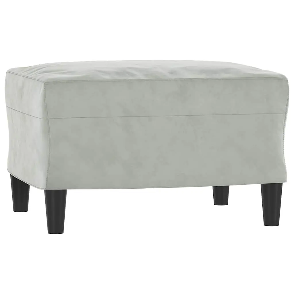 Footstool Grey Velvet Upholstered Living Room Compact