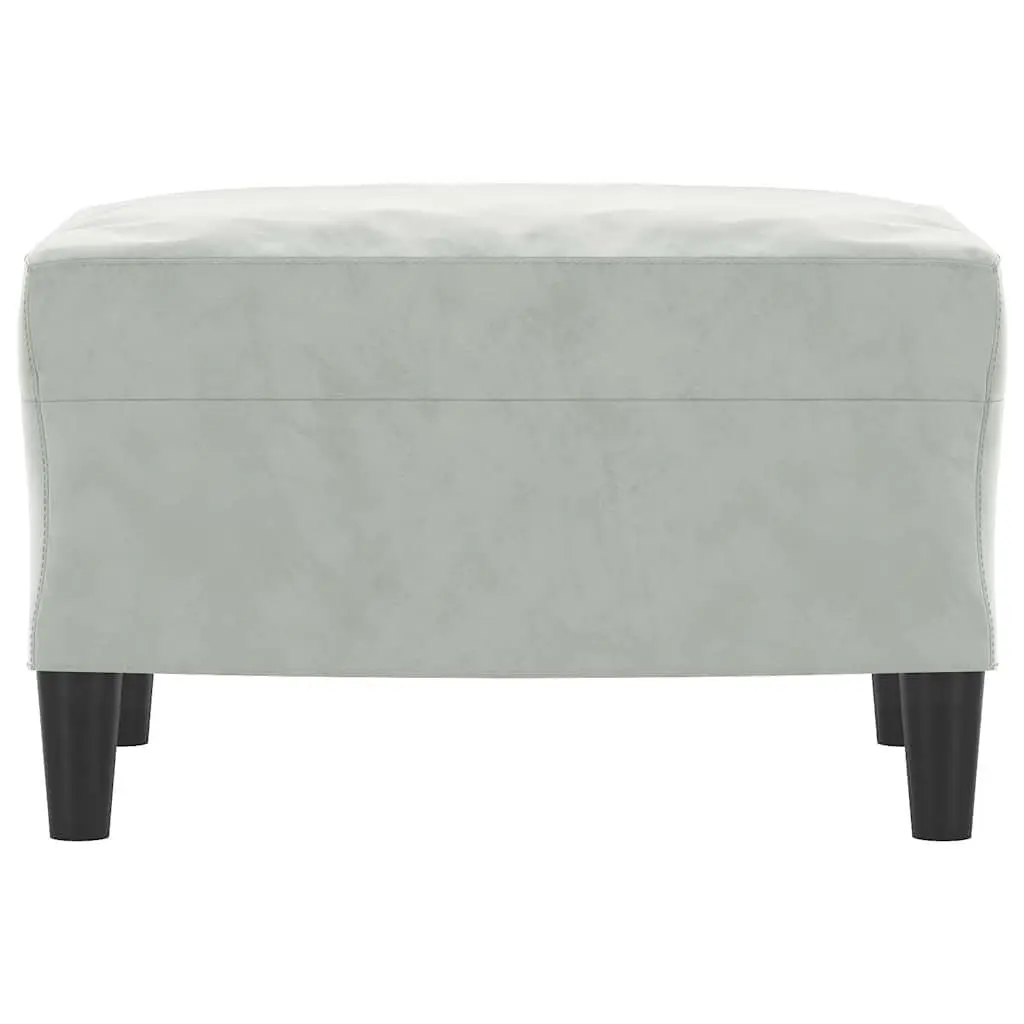 Footstool Grey Velvet Upholstered Living Room Compact