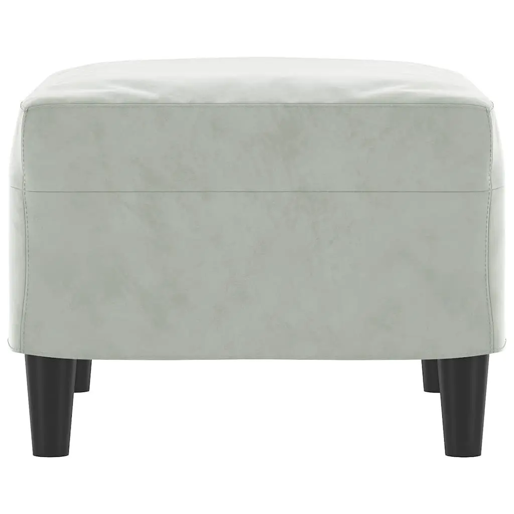 Footstool Grey Velvet Upholstered Living Room Compact