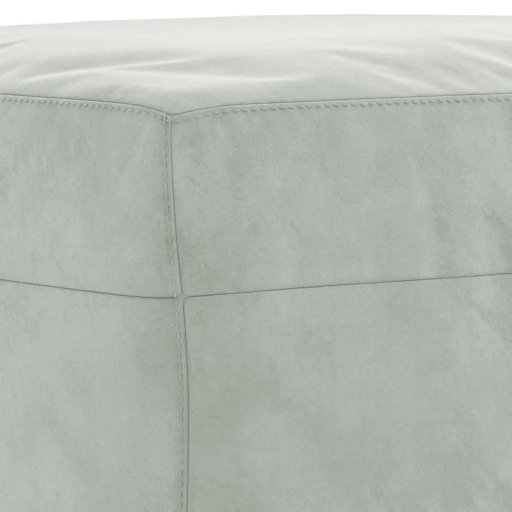 Footstool Grey Velvet Upholstered Living Room Compact